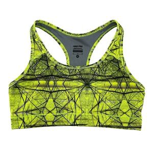 NIKE Pro Racerback Sports‎ Bra • Medium • yellow, black, gray